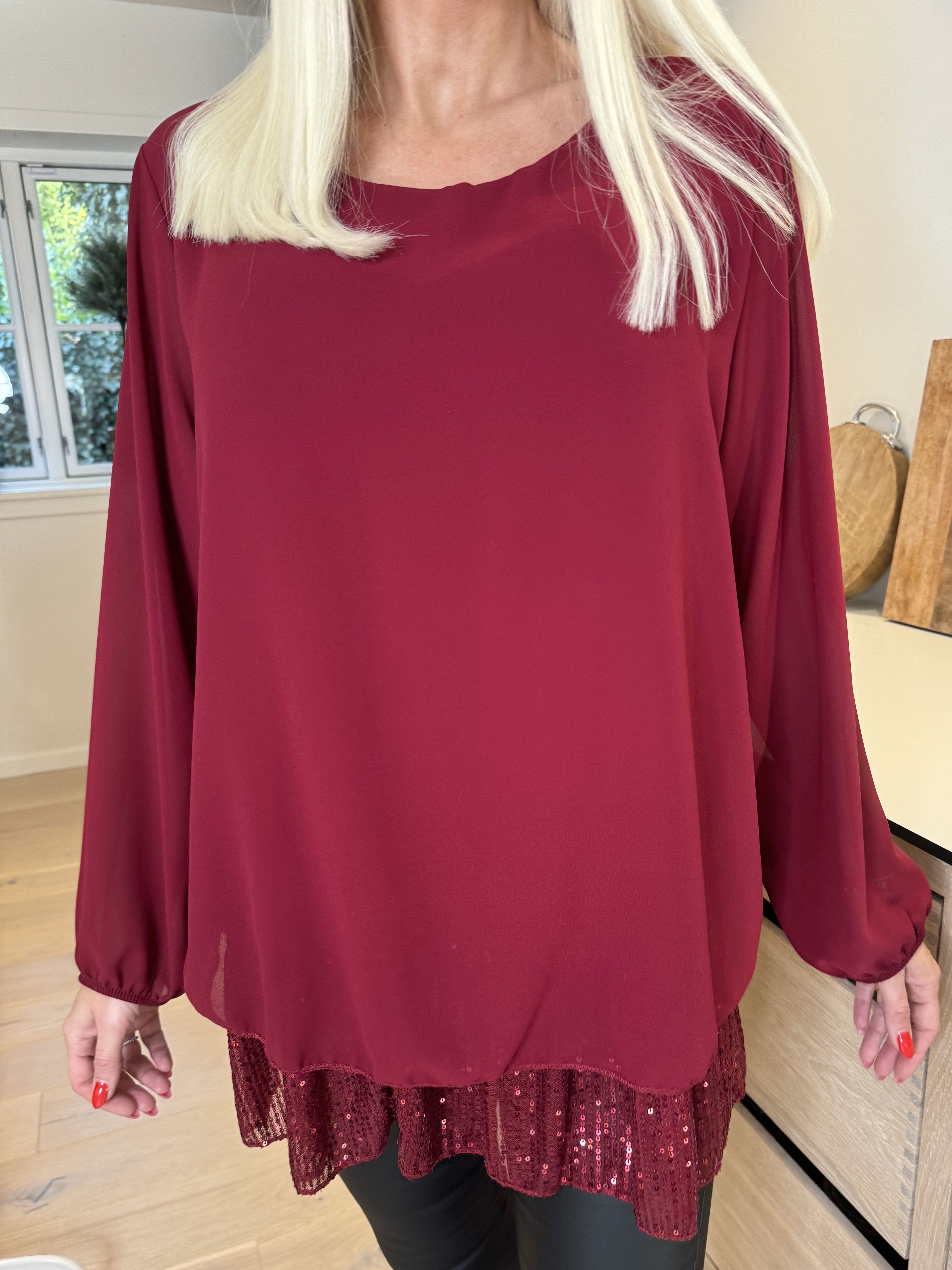 Luby - Tunika i chiffong med paljettkant